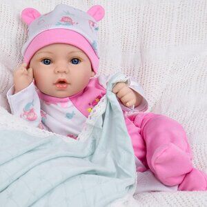 18 Inches Pink Mermaid Realistic Newborn Soft Cloth Body Doll And Feeding Set